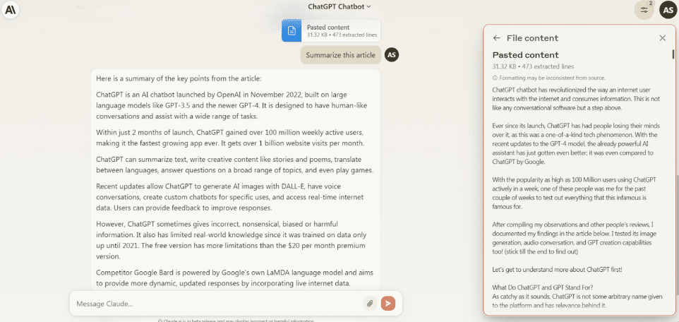 Claude dashboard screenshot