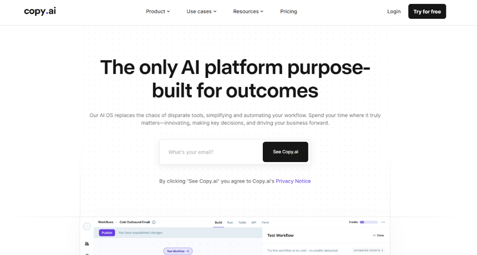 Copy.ai dashboard screenshot